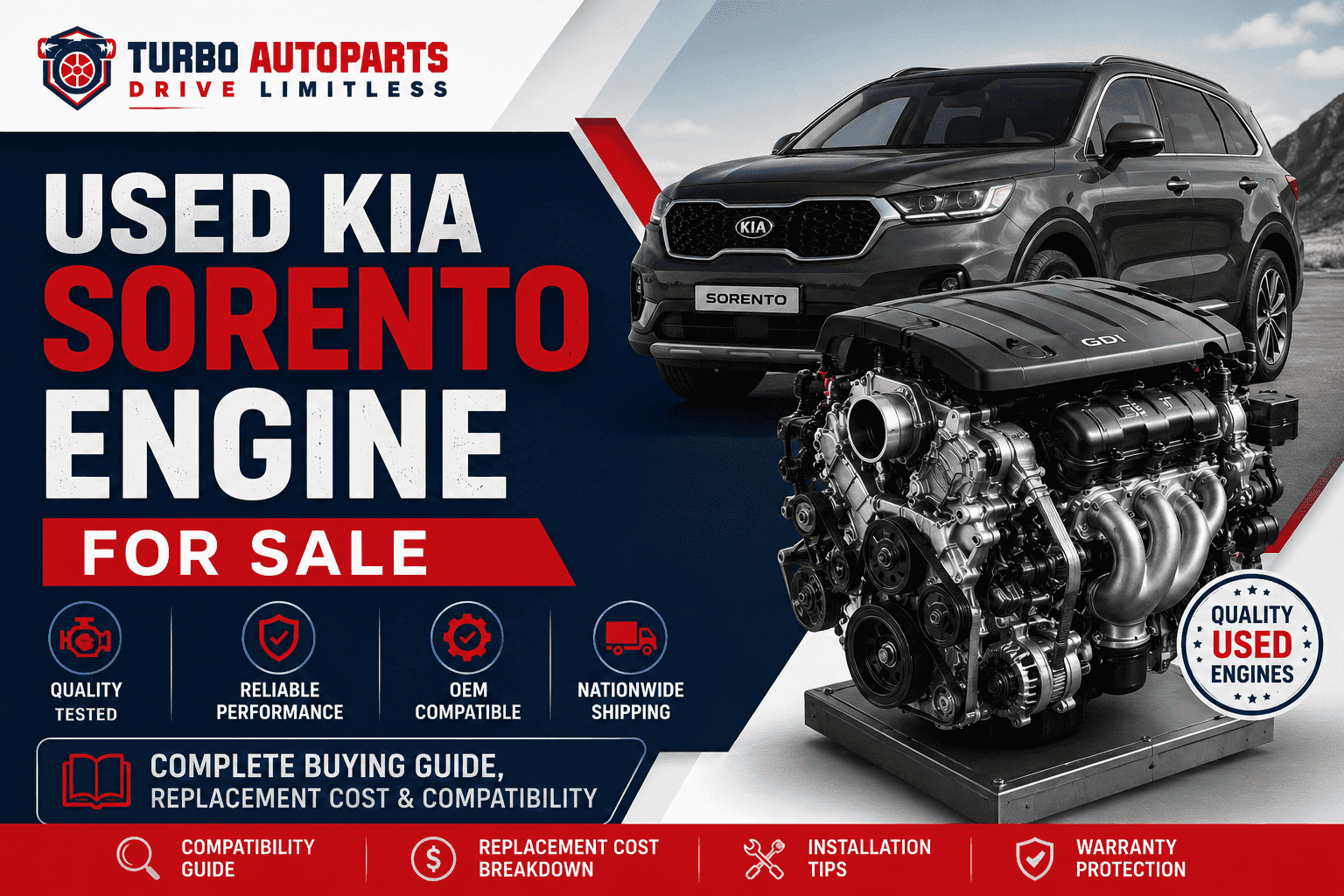 Used Kia Sorento Engine for Sale: Complete Buying Guide, Replacement Cost & Compatibility