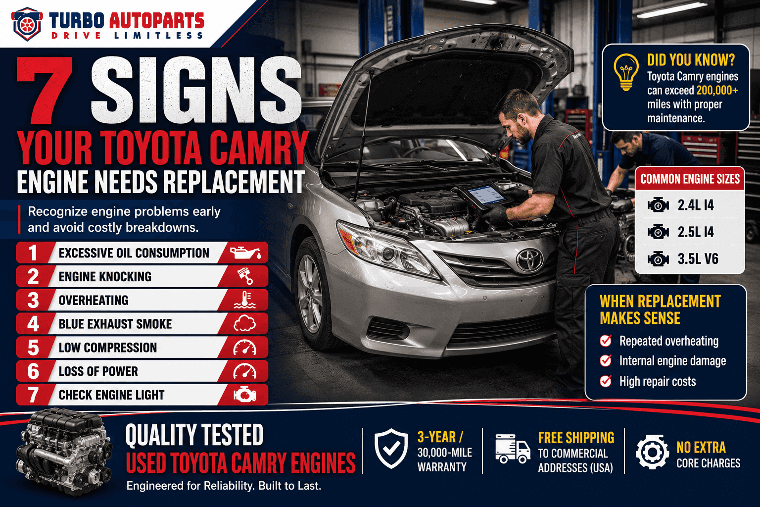 7 Signs Your Toyota Camry Engine Needs Replacement