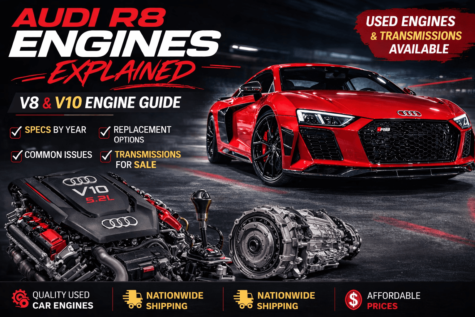 Audi R8 Engines Guide – Specs, Years, Used Engines & Transmissions