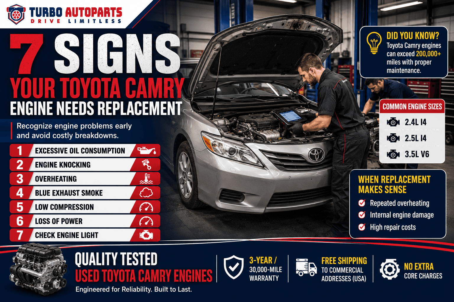 7 Signs Your Toyota Camry Engine Needs Replacement