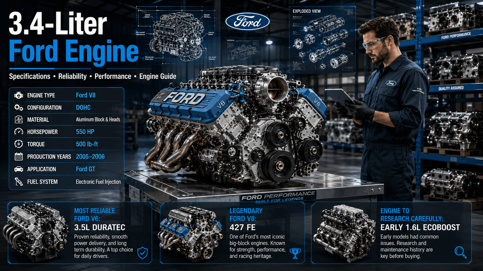 Used 3.4 Liter Ford Engine Engine